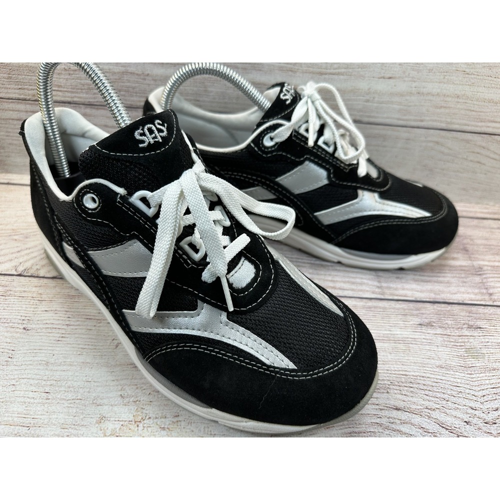 SAS Tour Mesh Women's Black Silver Walking Sneakers Size 8.5 WW Extra Wide
